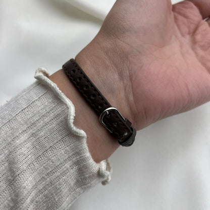 Dainty Gold-Tone Watch with Brown Leather Straps