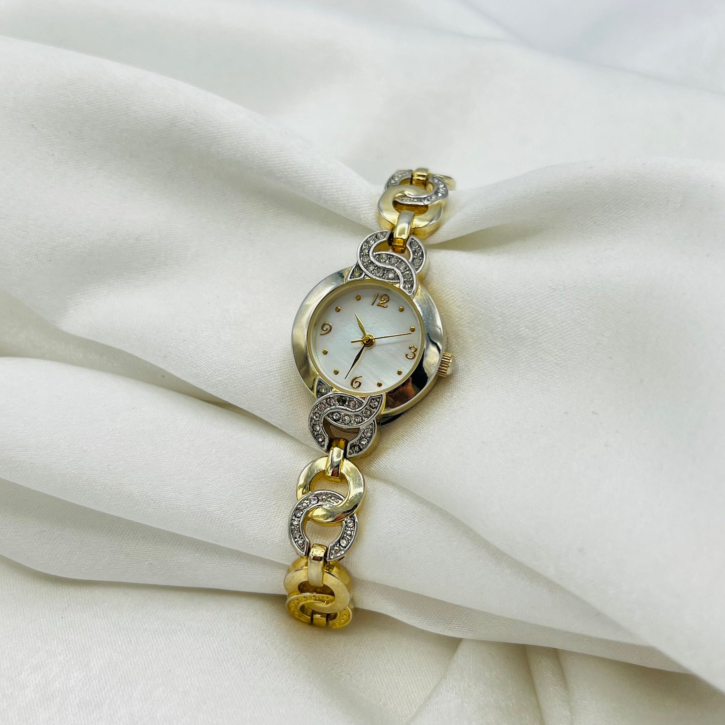 Gold-Toned Watch with Diamanté Detailing