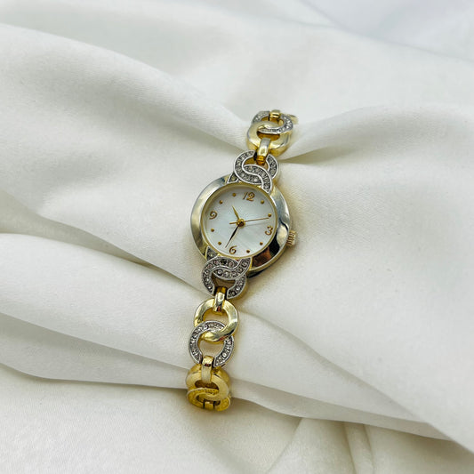 Gold-Toned Watch with Diamanté Detailing