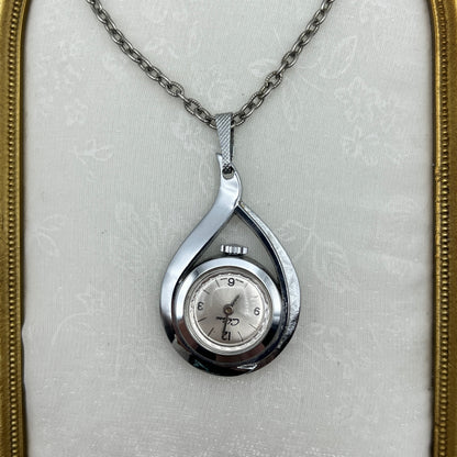Tear Drop Watch Pendant Necklace