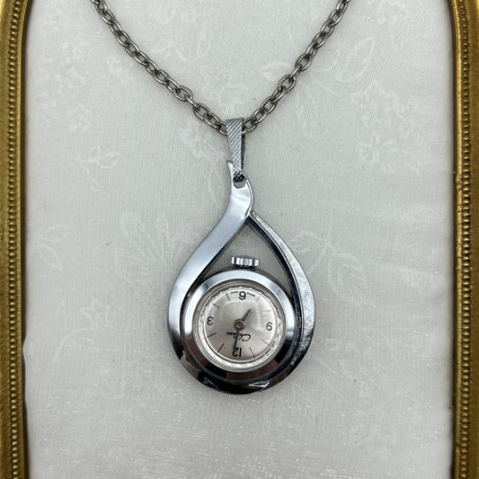Tear Drop Watch Pendant Necklace