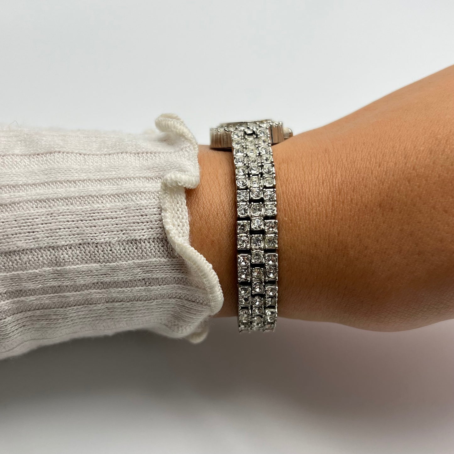 Diamanté Silver-Toned Watch