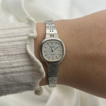 Classy Gruen Silver Tone Watch with Textured Strap