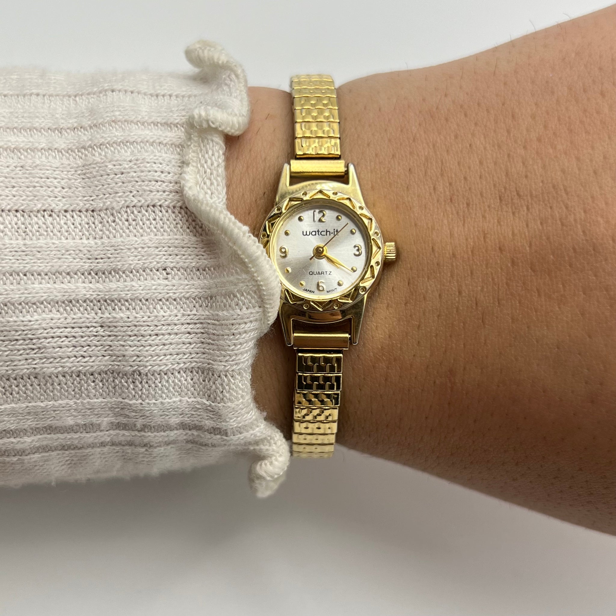 Dainty Gold-Toned Stretch Watch