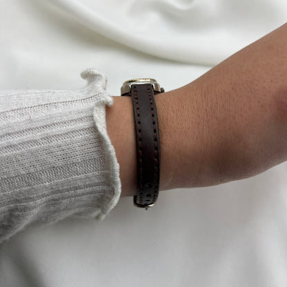 Dainty Gold-Tone Watch with Brown Leather Straps