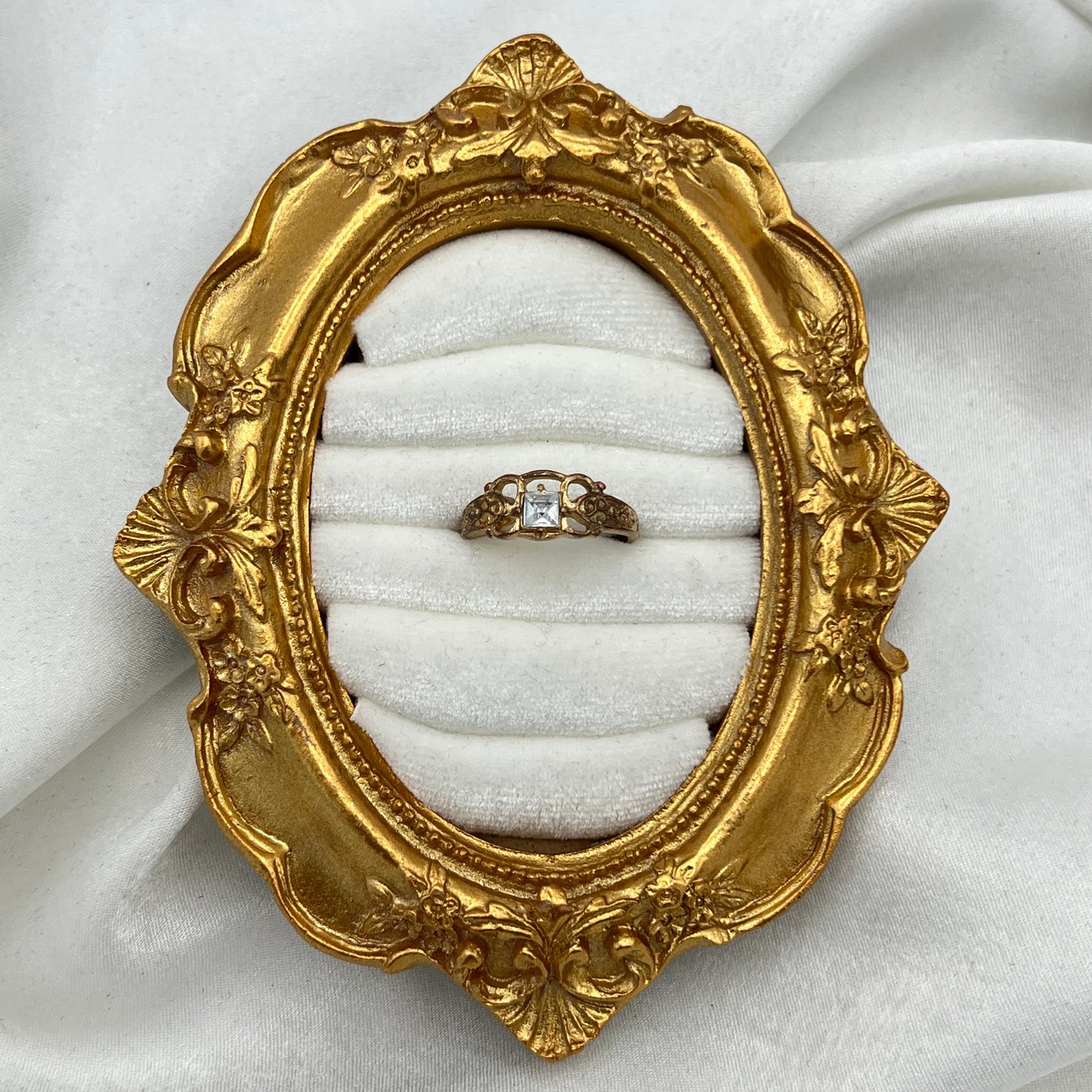 Art Nouveau Square Diamanté Ring