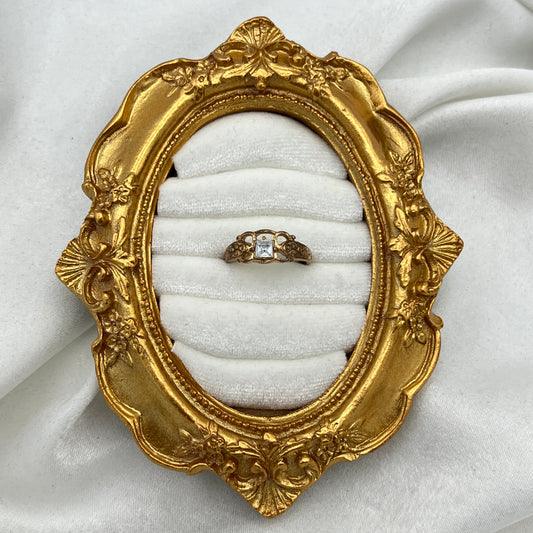 Art Nouveau Square Diamanté Ring