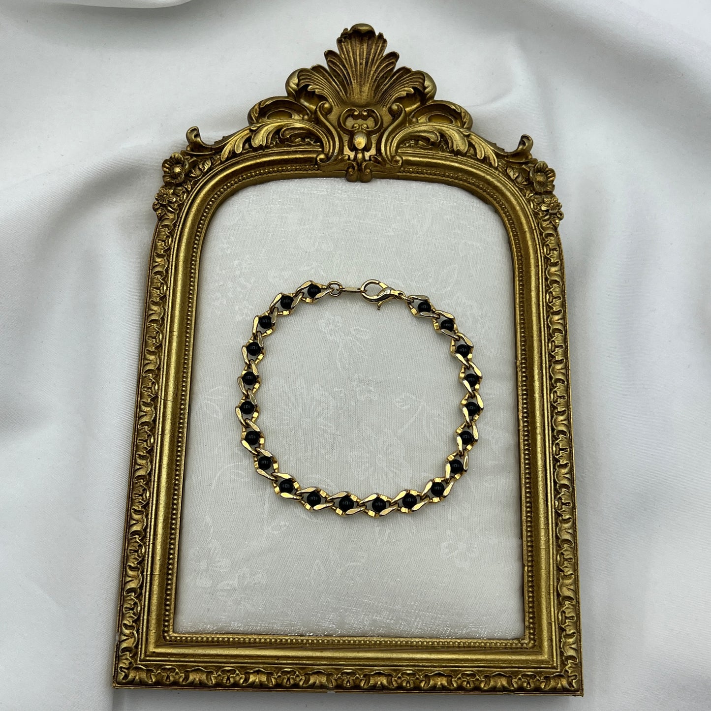 Avon Gold-Tone Black Beaded Bracelet