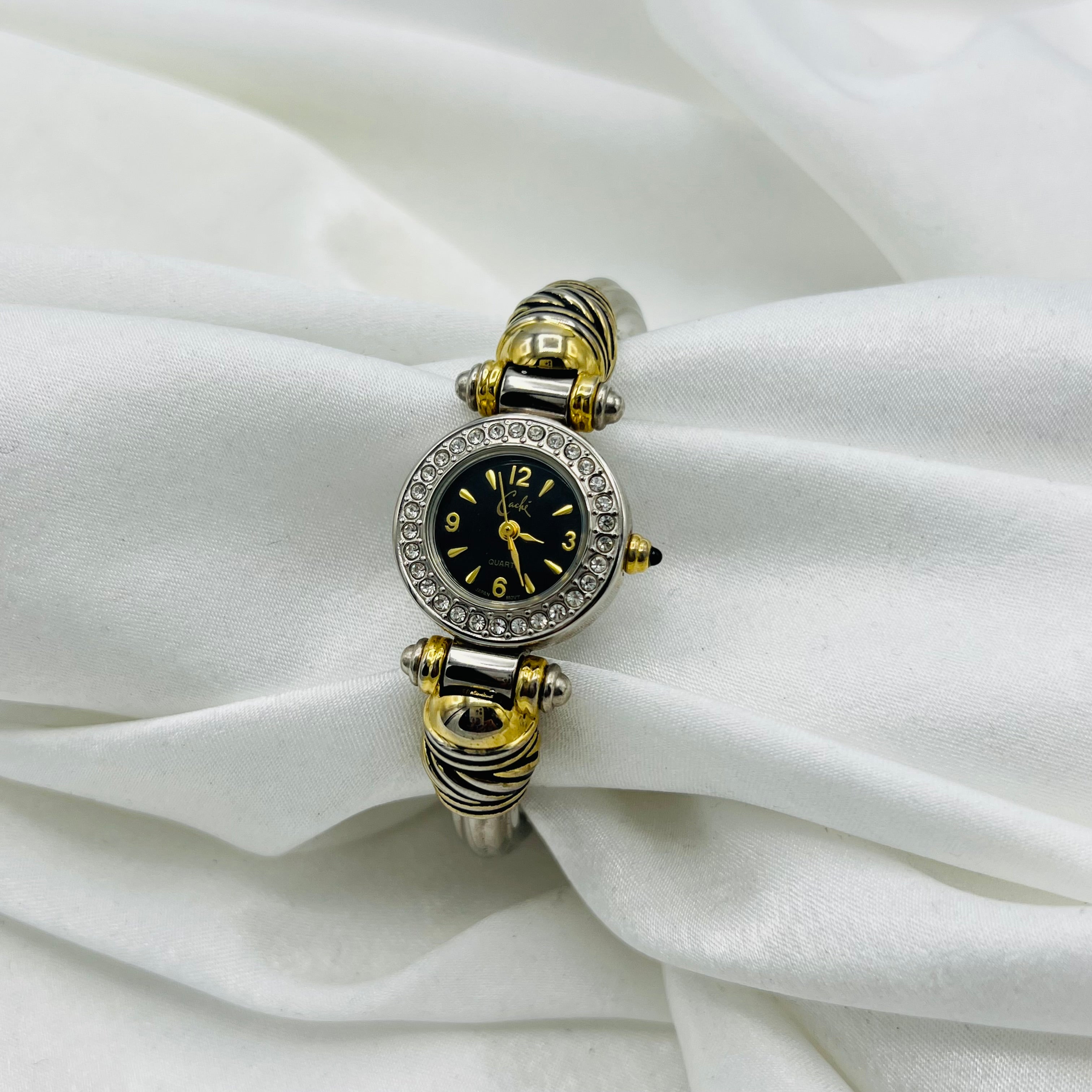 💛🩶 Two-Toned Diamanté Dial Watch