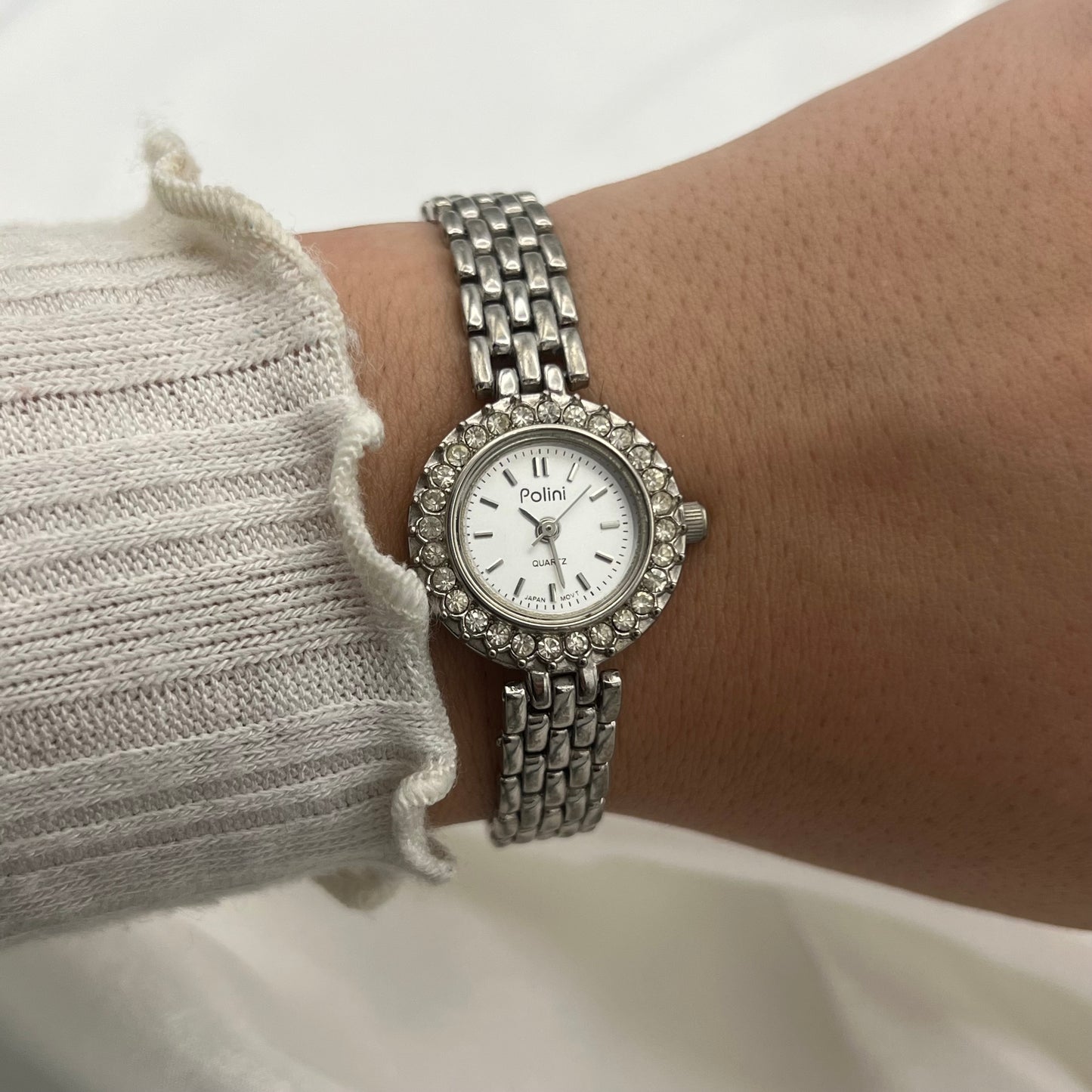 Diamanté Silver-Toned Watch