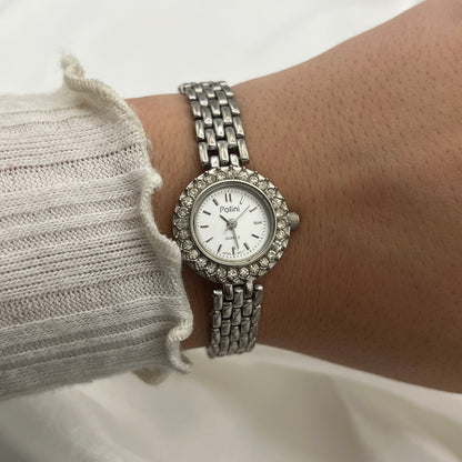 Diamanté Silver-Toned Watch