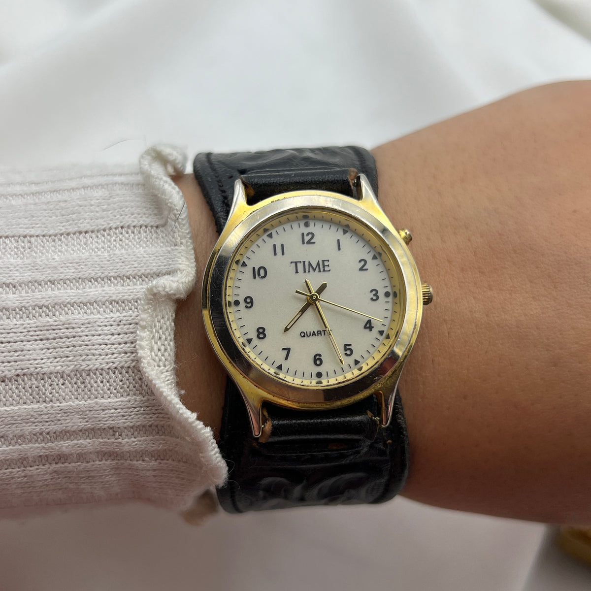 Embossed Leather Gold-Tone Watch