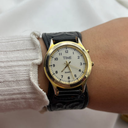 Embossed Leather Gold-Tone Watch