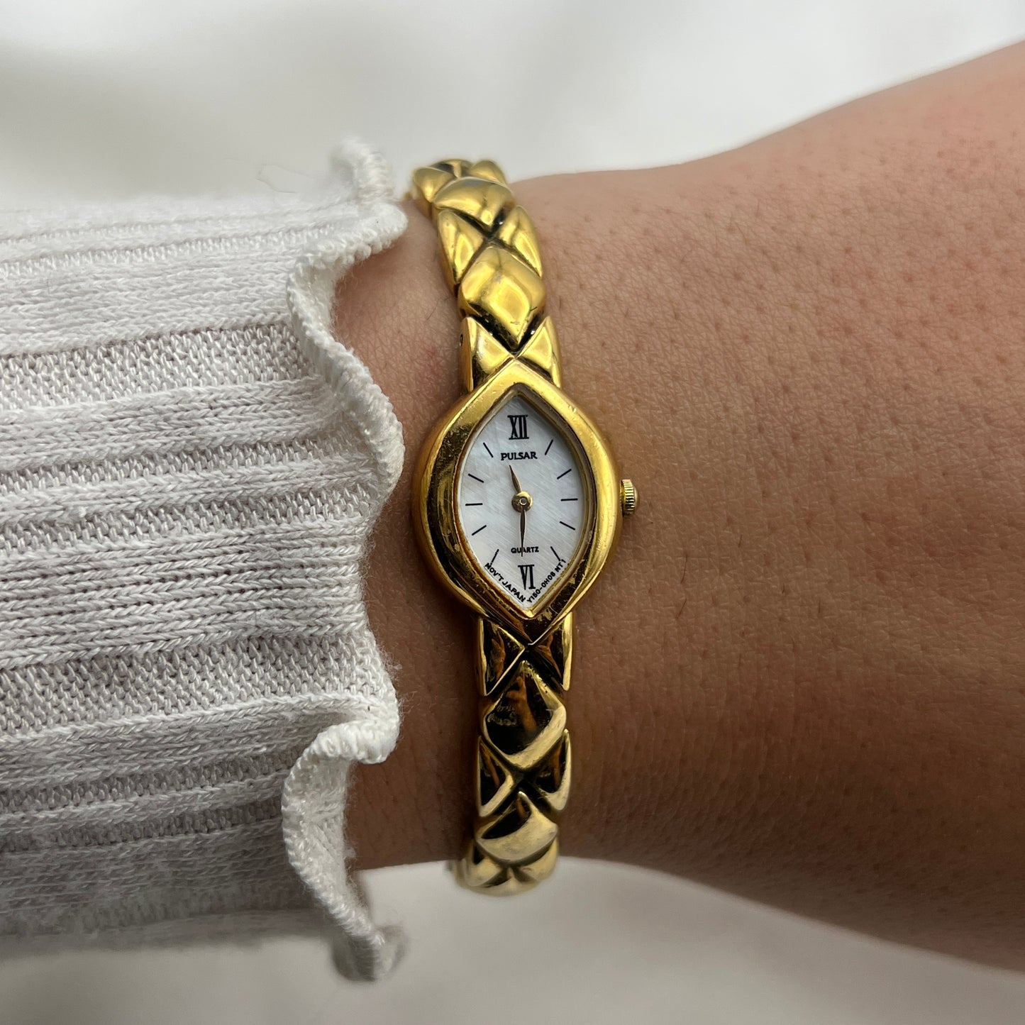 Pulsar Gold-Tone Watch with Mother of Pearl Dial