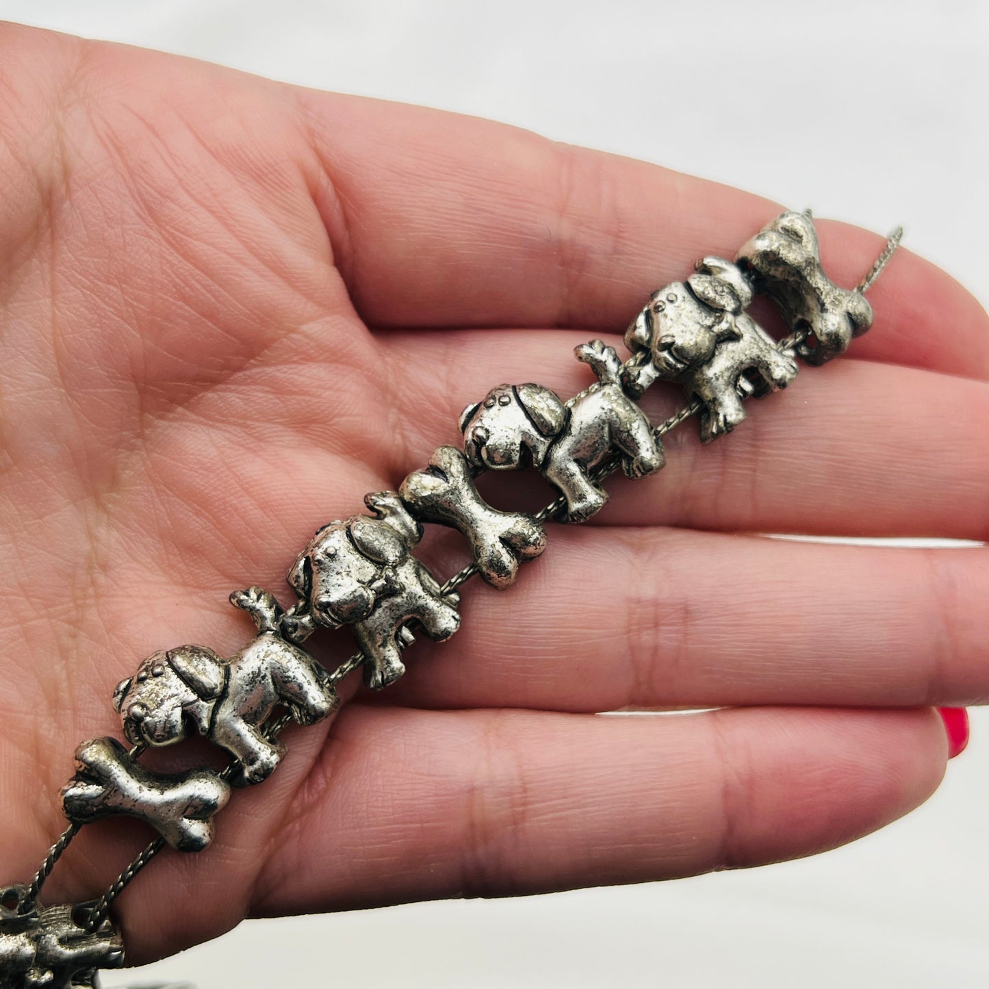 Silver-Toned Dog Charm Bracelet