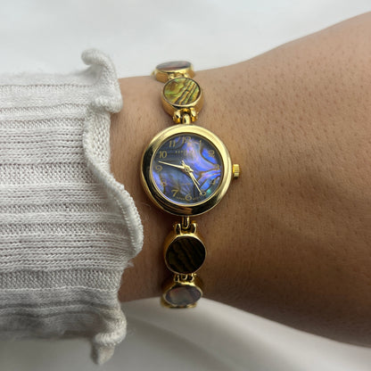 Gold-Tone Abalone Watch