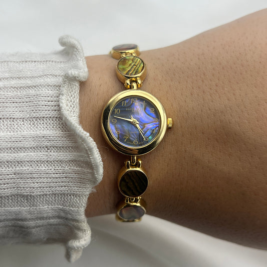 Gold-Tone Abalone Watch