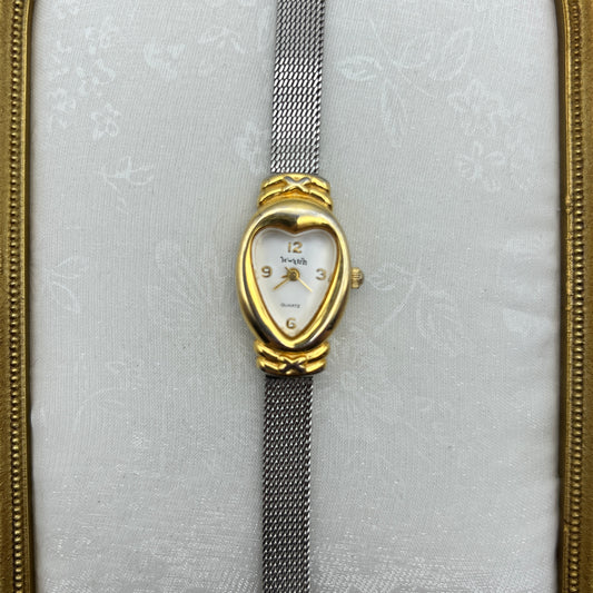 Cute Two Tone Heart Watch