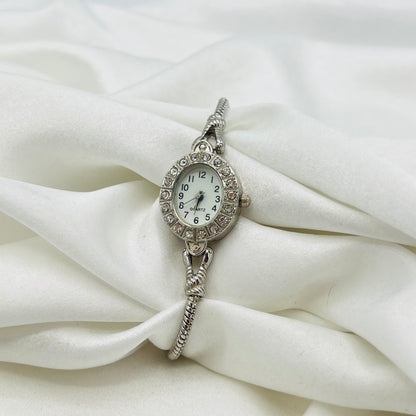 Silver-Toned Diamanté Knot Detailed Watch