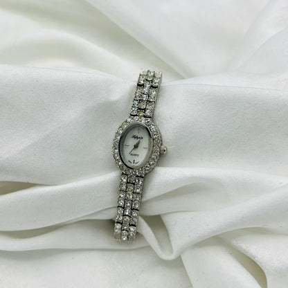 Diamanté Silver-Toned Watch