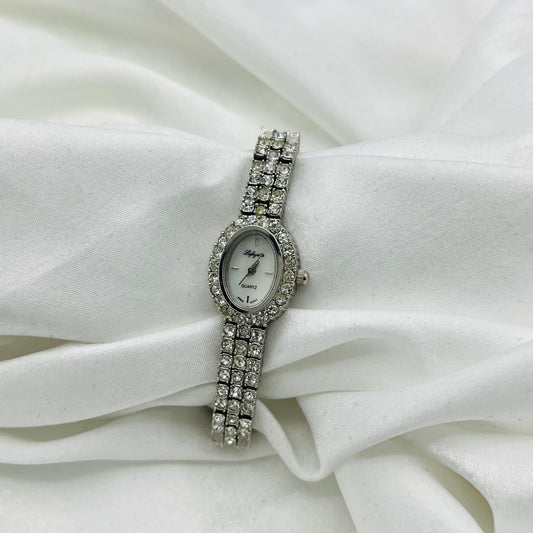 Diamanté Silver-Toned Watch