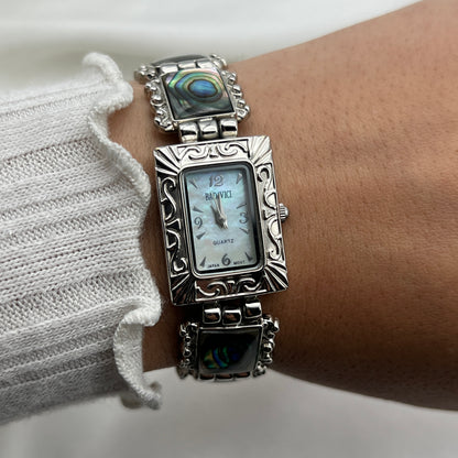 Art Deco Abalone Silver-Tone Watch