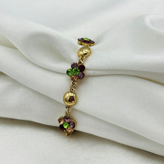 Colorful Gemstone Flower Bracelet