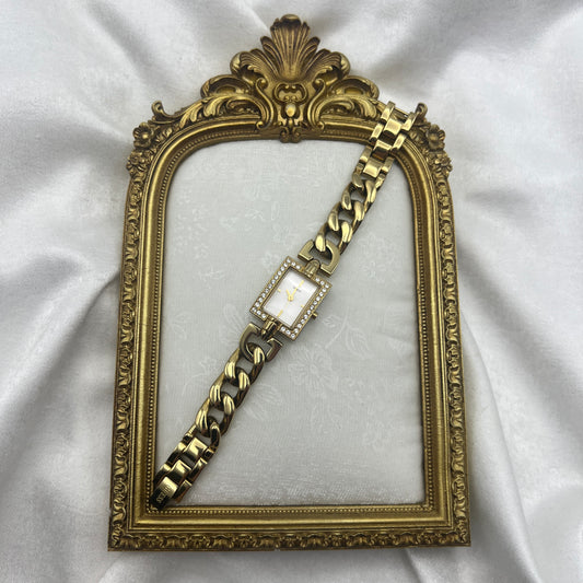 Gold-Toned Diamanté Guess Chain Watch