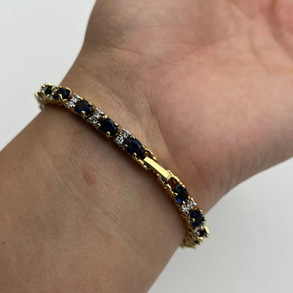 Sapphire-Toned Tennis Bracelet Watch