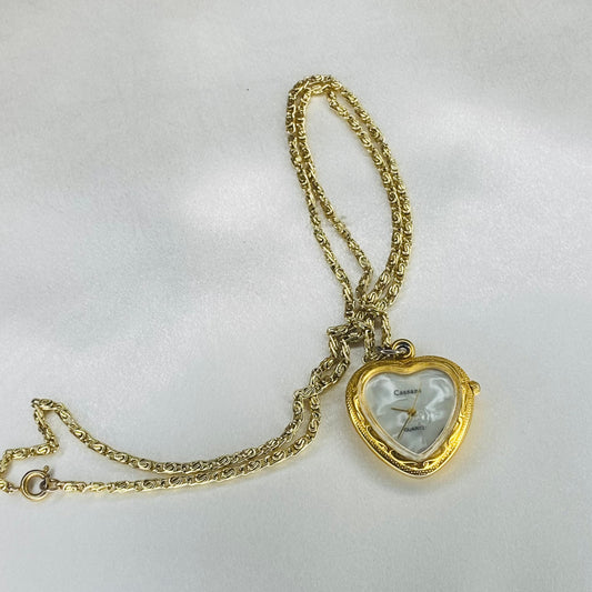 💛 Gold Heart Face Necklace Watch