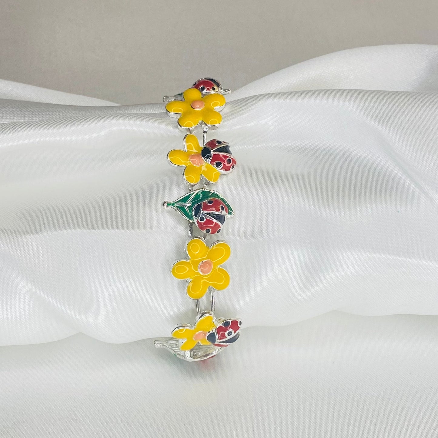Lady Bug Charm Slide Bracelet