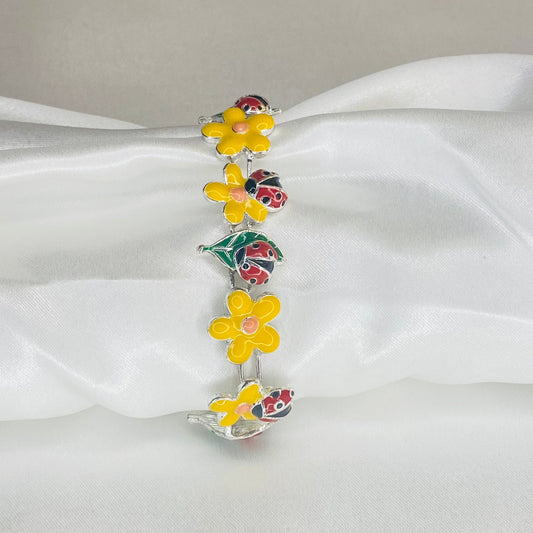 Lady Bug Charm Slide Bracelet