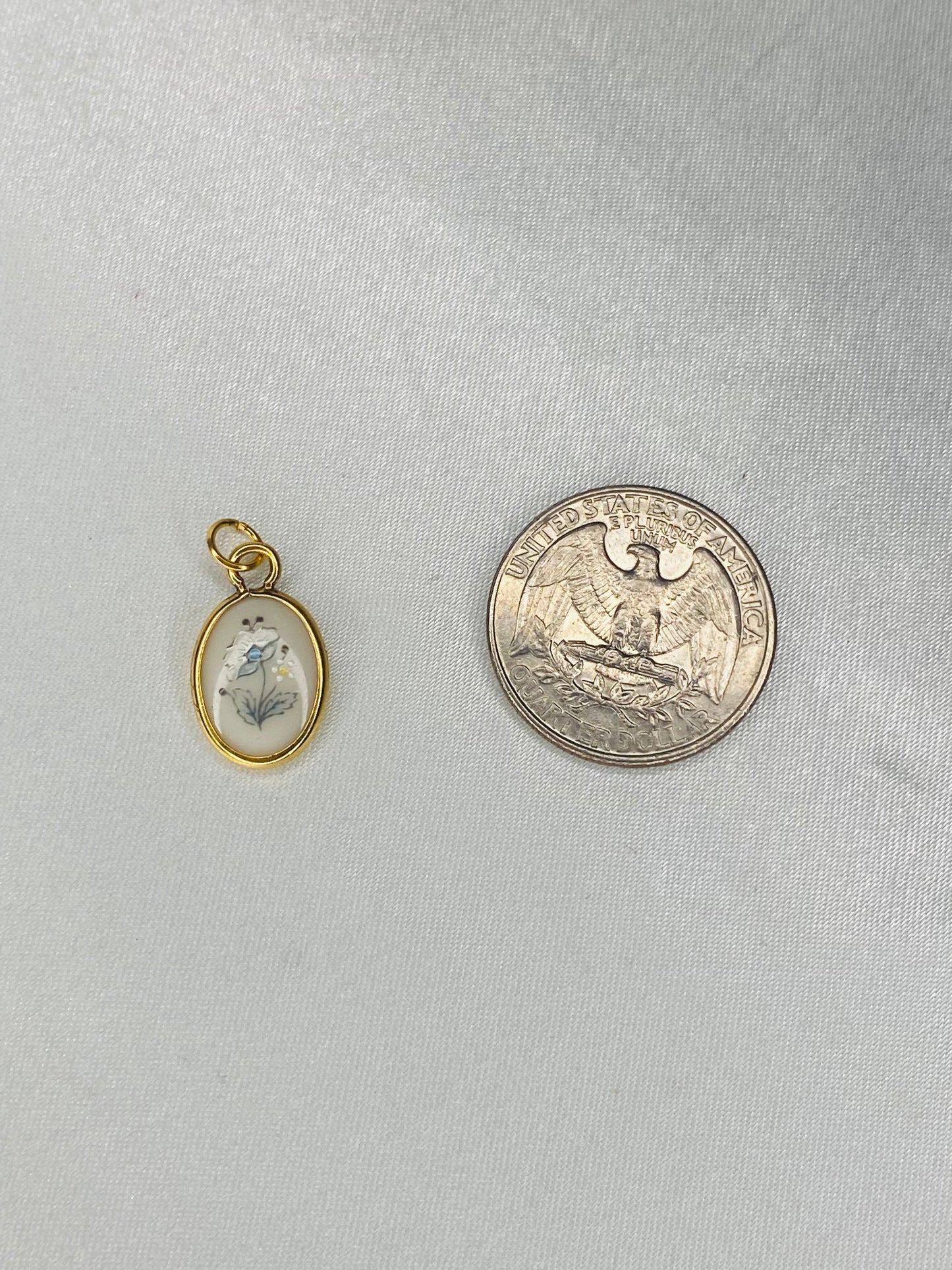 14k Gold Filled Petite Porcelain Flower Pendant