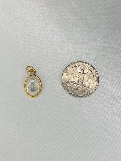 14k Gold Filled Petite Porcelain Flower Pendant