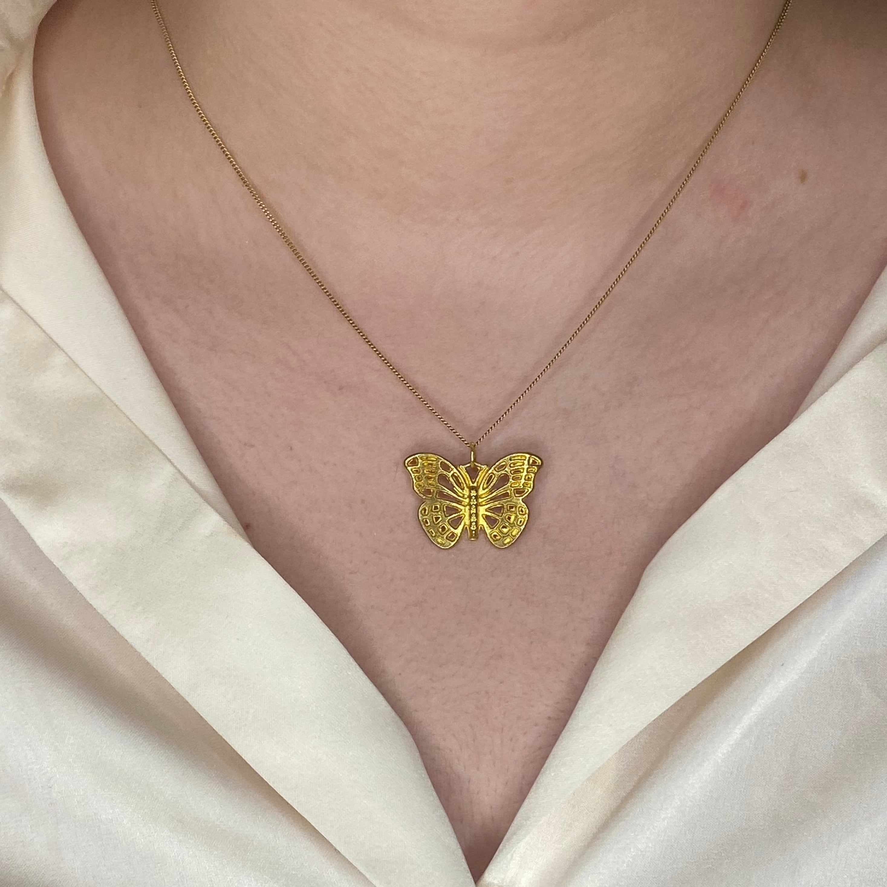 Vintage Gold-Toned Butterfly Pendant