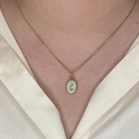 14k Gold Filled Petite Porcelain Flower Pendant