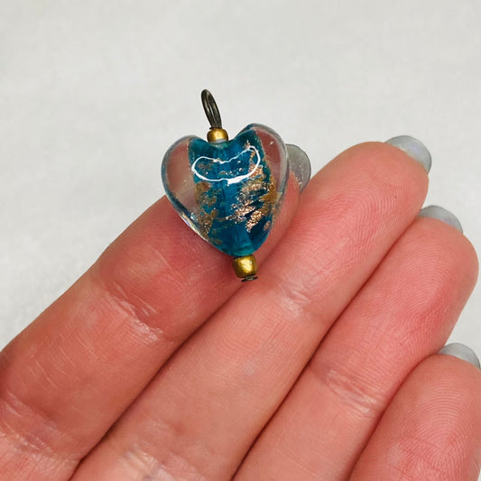 Turquoise & Gold Heart Pendant
