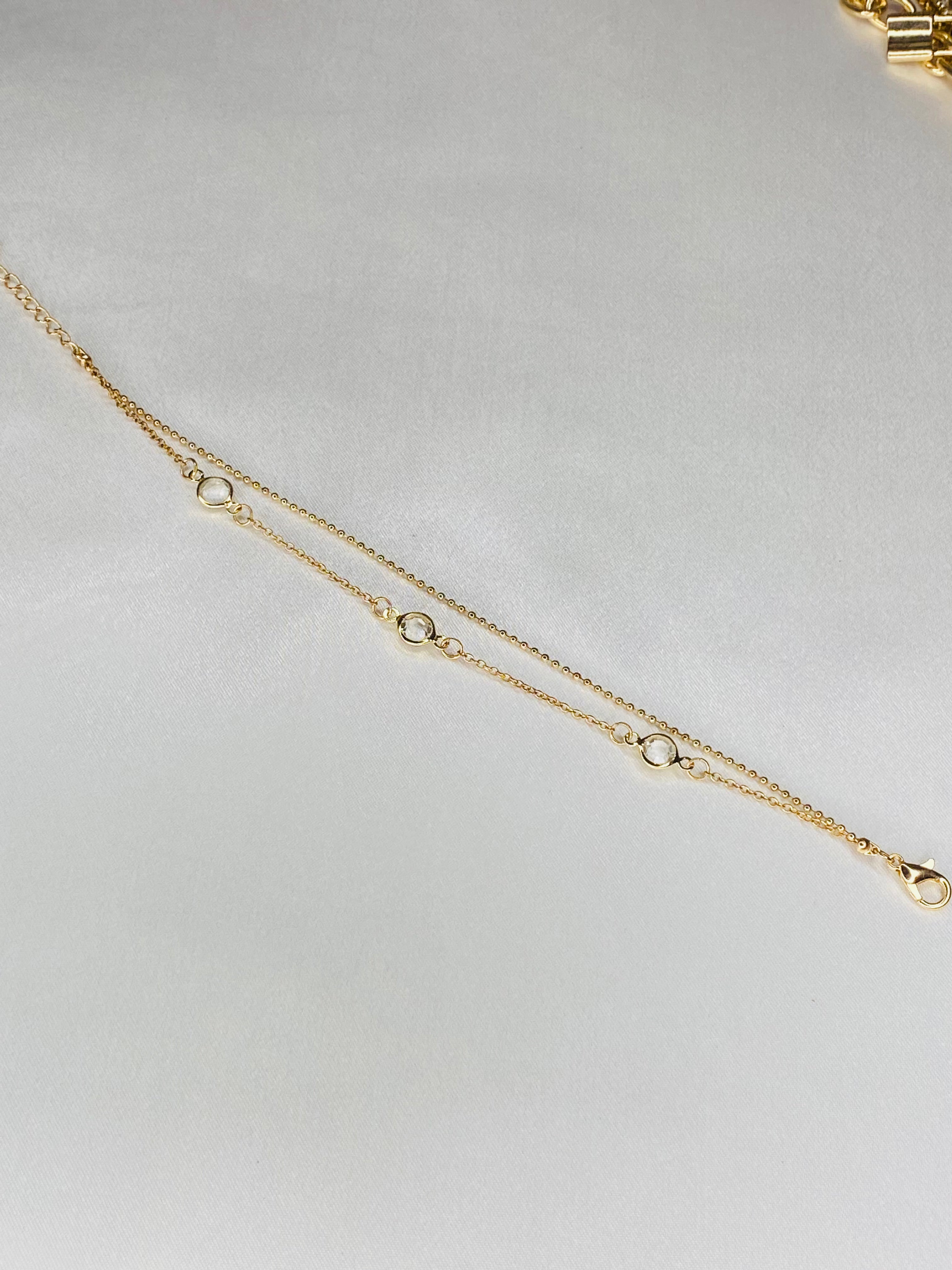 Dainty Crystal Double Chain Bracelet