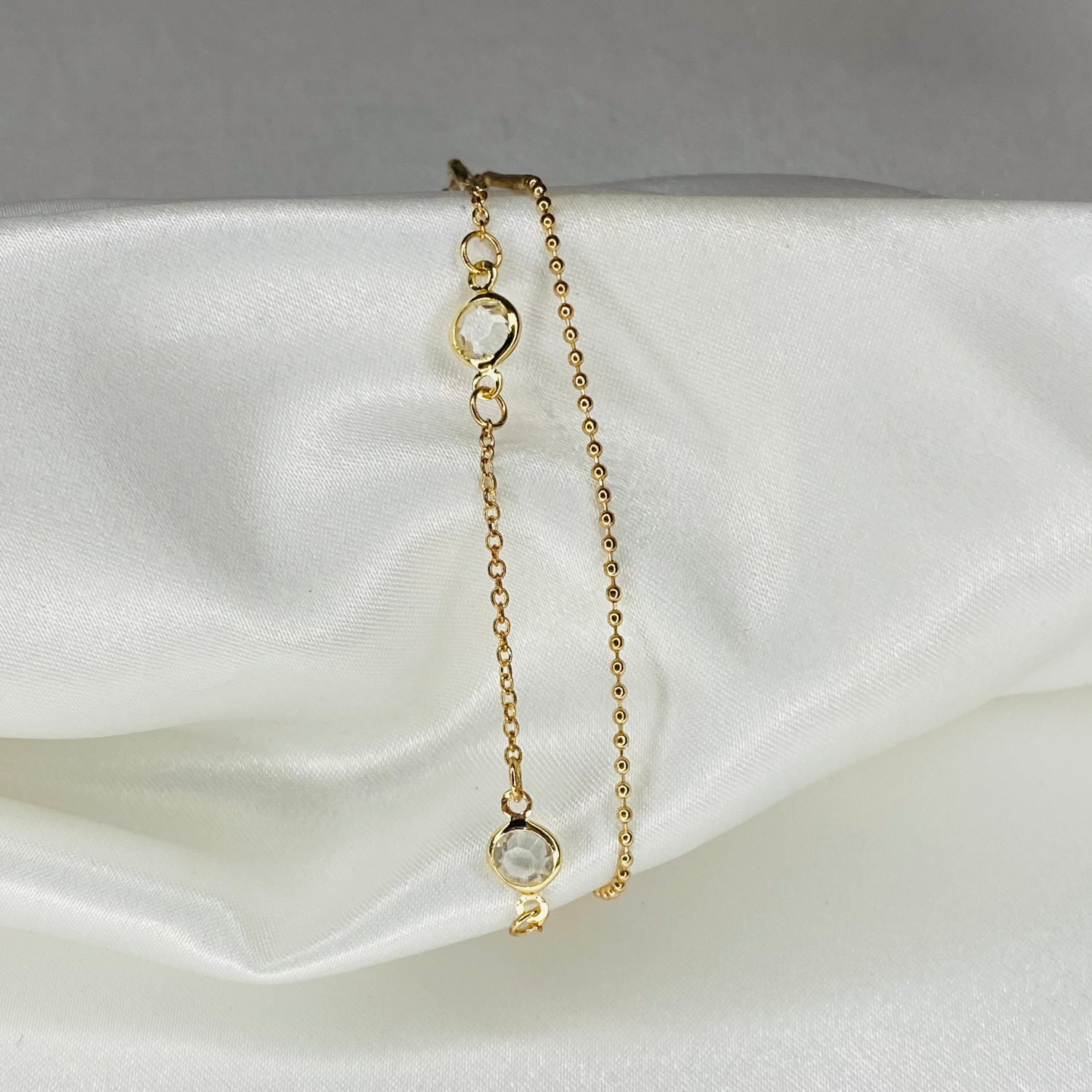 Dainty Crystal Double Chain Bracelet