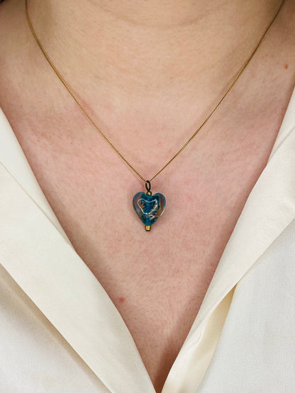 Turquoise & Gold Heart Pendant